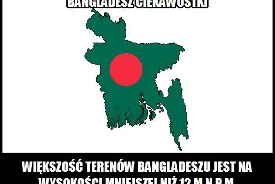 Na jakiej wysokości jest większość terenów Bangladeszu?